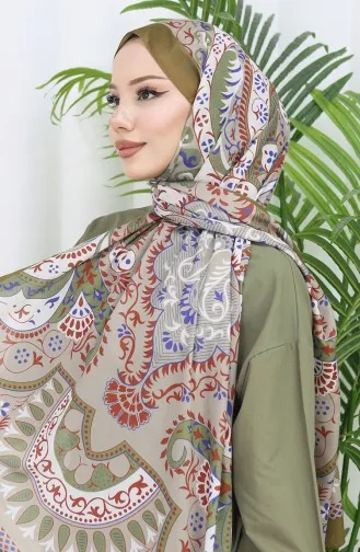 Gepatroonde Zachte Sjaal 70314-19 Oil Green Mink 70314-19