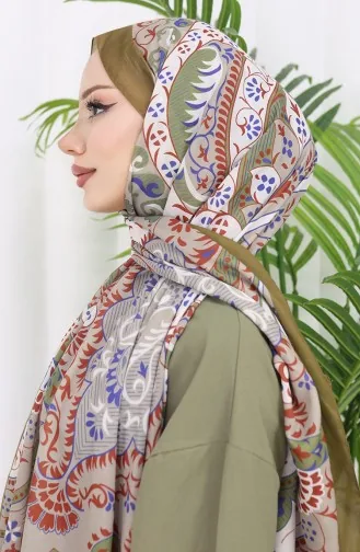 Gepatroonde Zachte Sjaal 70314-19 Oil Green Mink 70314-19