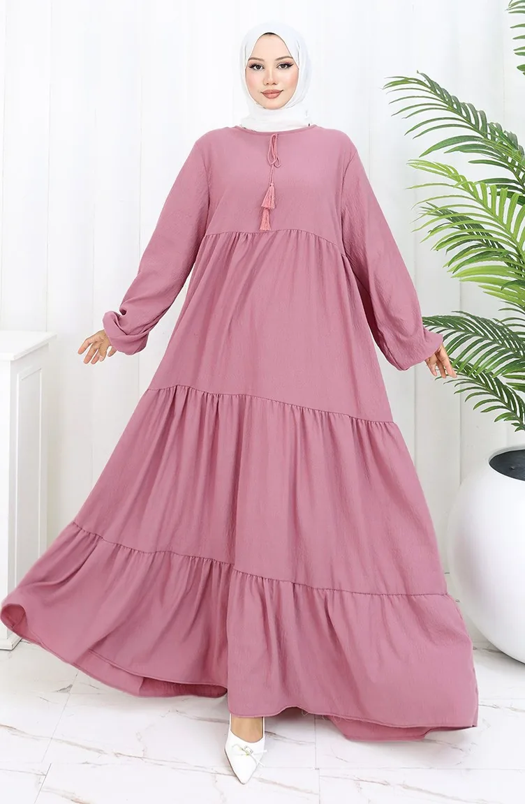 Tiered Collar Layered Dress 4107-11 Dark Dusty Rose 4107-11