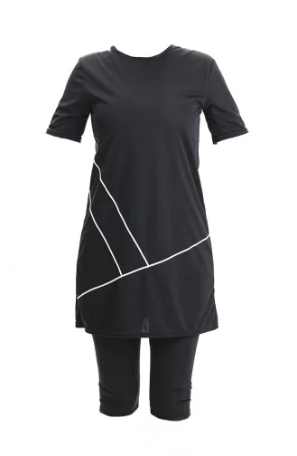 Kurzarm Pool Badeanzug 2501-01 Schwarz 2501-01