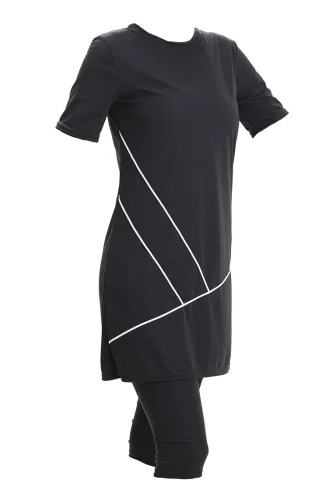 Kurzarm Pool Badeanzug 2501-01 Schwarz 2501-01