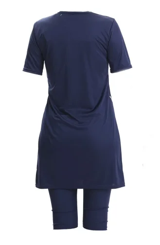 Maillot De Bain De Piscine à Manches Courtes 2501-02 Bleu Marine 2501-02