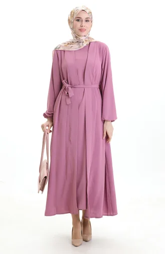 طقم عبايات أصيل 0336-08 لون وردي مغبر 0336-08