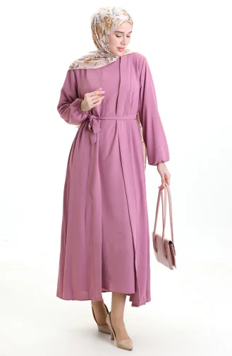 طقم عبايات أصيل 0336-08 لون وردي مغبر 0336-08