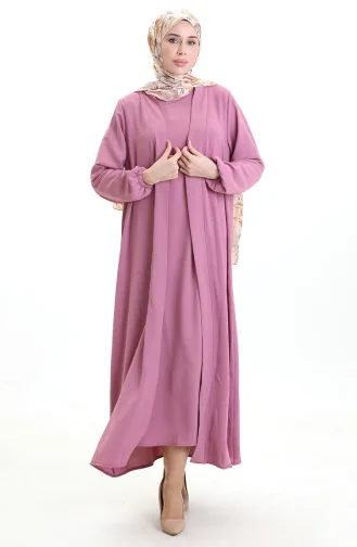 طقم عبايات أصيل 0336-08 لون وردي مغبر 0336-08