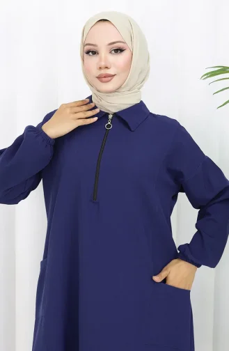 Doppelgewebe Lange Tunika Hose Zweiteiliger Anzug 0034-09 Dunkel Marineblau 0034-09