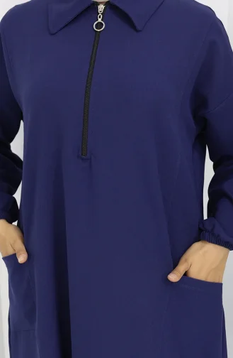 Doppelgewebe Lange Tunika Hose Zweiteiliger Anzug 0034-09 Dunkel Marineblau 0034-09