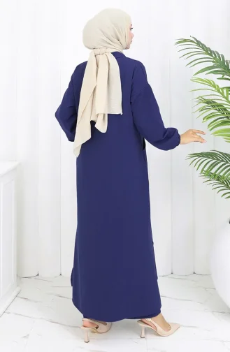 Doppelgewebe Lange Tunika Hose Zweiteiliger Anzug 0034-09 Dunkel Marineblau 0034-09