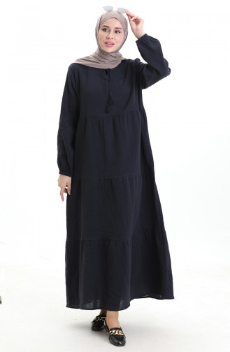 Dunkelblau Hijab Kleider 6050-02