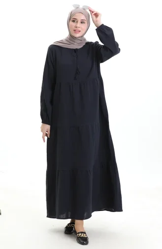 Mousseline Jurk 6050-02 Marineblauw 6050-02