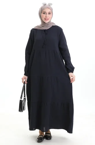 Mousseline Jurk 6050-02 Marineblauw 6050-02