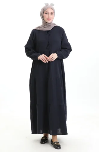 Mousseline Jurk 6050-02 Marineblauw 6050-02