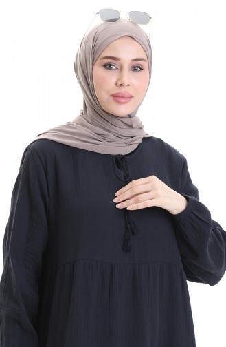Dunkelblau Hijab Kleider 6050-02