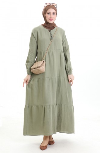 Khaki Hijab Kleider 6050-03