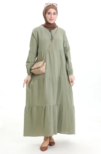 فستان موسلين 6050-03 كاكي 6050-03