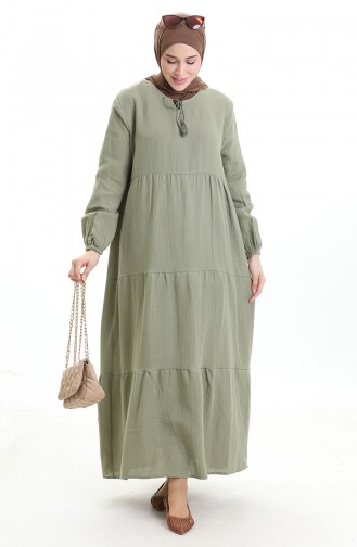 Khaki Hijab Kleider 6050-03