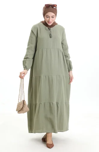 فستان موسلين 6050-03 كاكي 6050-03