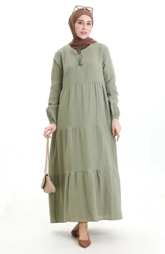 فستان موسلين 6050-03 كاكي 6050-03