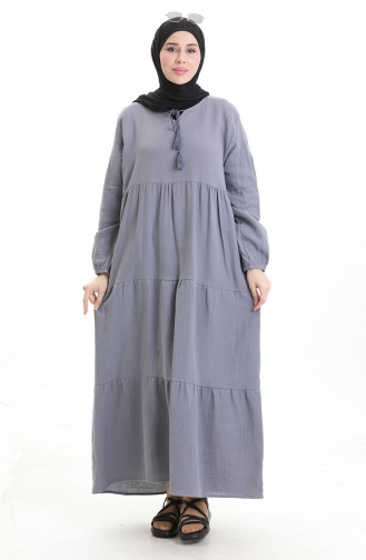 Grau Hijab Kleider 6050-04