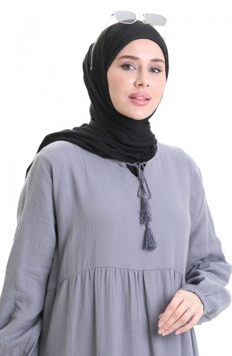 Grau Hijab Kleider 6050-04