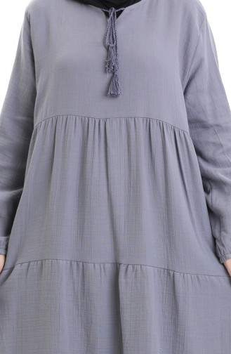 Grau Hijab Kleider 6050-04