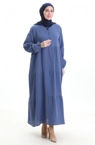 Blau Hijab Kleider 6050-05