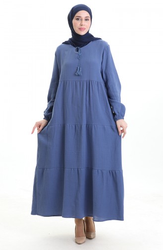 Blau Hijab Kleider 6050-05