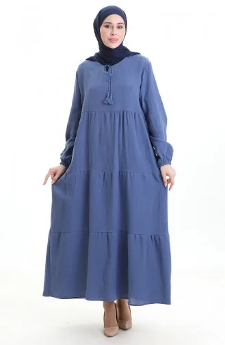 Robe En Mousseline 6050-05 Bleu 6050-05