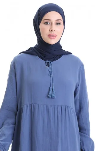 Robe En Mousseline 6050-05 Bleu 6050-05