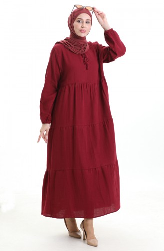Weinrot Hijab Kleider 6050-07