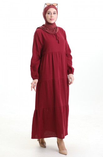 Weinrot Hijab Kleider 6050-07