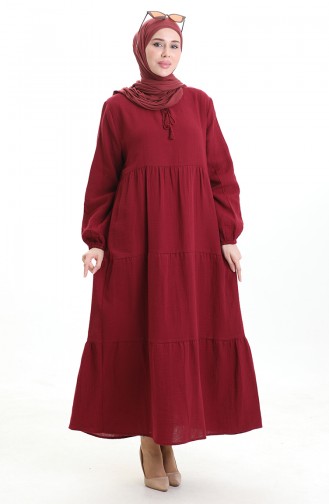 Weinrot Hijab Kleider 6050-07