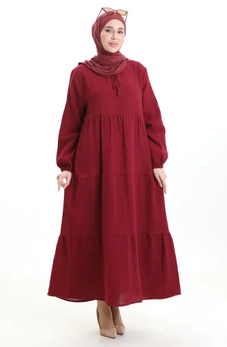 فستان موسلين 6050-07 عنابي 6050-07