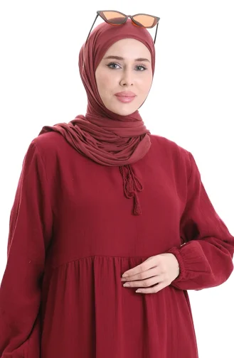 فستان موسلين 6050-07 عنابي 6050-07