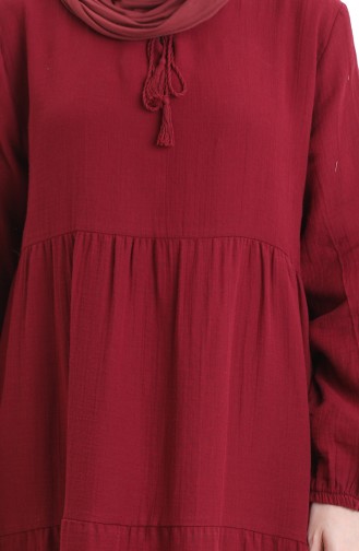 Weinrot Hijab Kleider 6050-07
