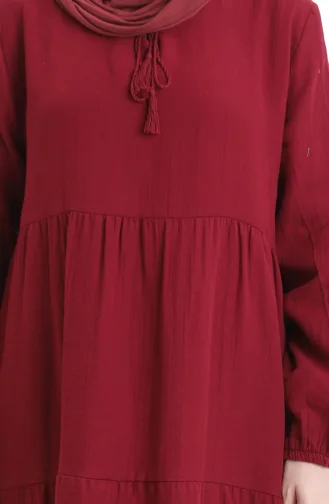 فستان موسلين 6050-07 عنابي 6050-07