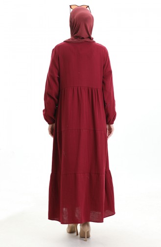 Weinrot Hijab Kleider 6050-07