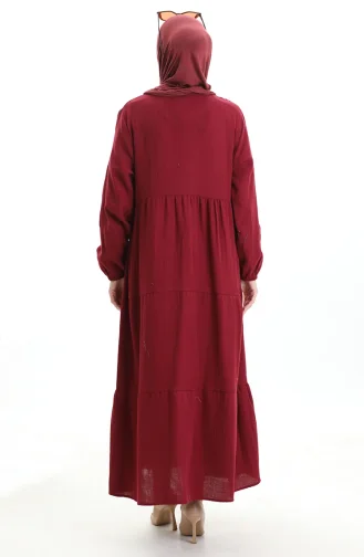 فستان موسلين 6050-07 عنابي 6050-07