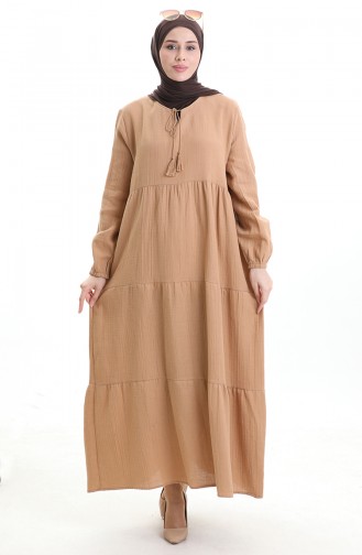 Hellbeige Hijab Kleider 6050-08