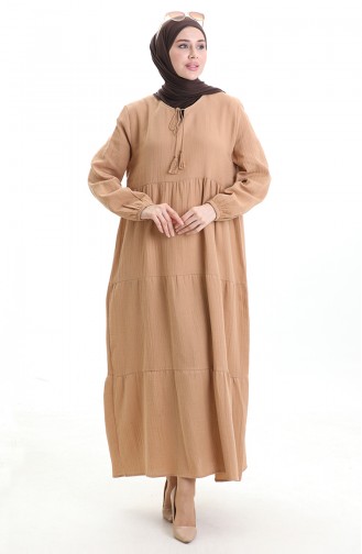Hellbeige Hijab Kleider 6050-08