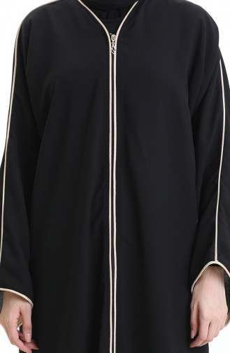 Fermuarlı Biyeli Abaya 0164-01 Siyah