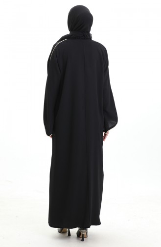 Fermuarlı Biyeli Abaya 0164-01 Siyah