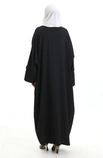 Abaya Mit Schmetterlingsmuster Und Reissverschluss 0165-01 Schwarz 0165-01