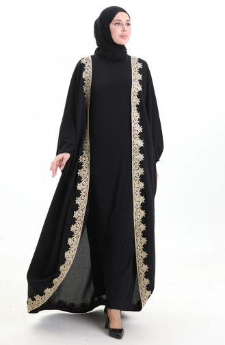 Krep Yarasa Kol Abaya 0166-01 Siyah