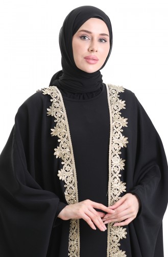 Krep Yarasa Kol Abaya 0166-01 Siyah