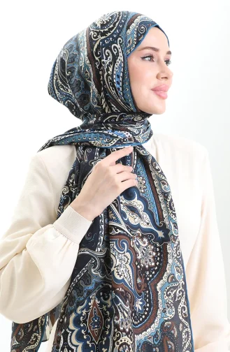 Châle En Soie Paris 0001-04 Bleu 0001-04