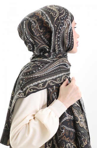 Paris İpek Şal 0001-06 Yeşil Camel
