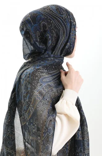 Tokyo Wool Shawl 0002-05 Navy Blue 0002-05
