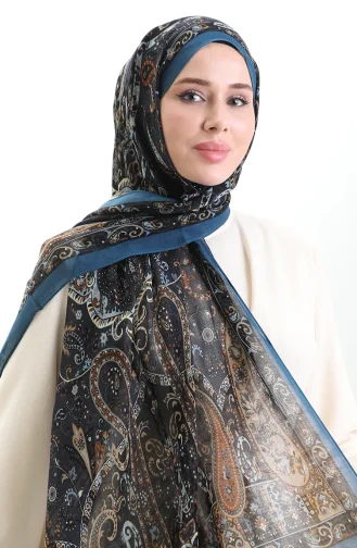 Châle En Laine Tokyo 0003-07 Bleu 0003-07