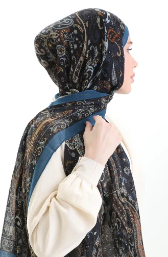 Châle En Laine Tokyo 0003-07 Bleu 0003-07